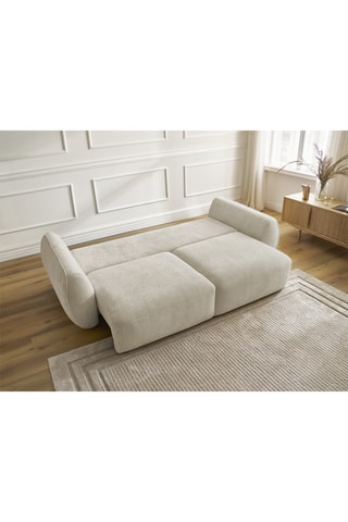 Canapé convertible Denise - Beige - 3 places - En tissu texturé