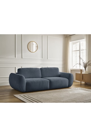 Canapé convertible Denise - Bleu foncé - 3 places - En tissu texturé