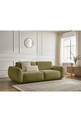 Canapé convertible Denise - Vert olive - 3 places - En tissu texturé