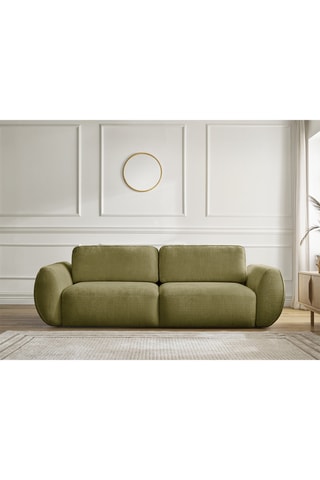 Canapé convertible Denise - Vert olive - 3 places - En tissu texturé