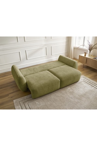 Canapé convertible Denise - Vert olive - 3 places - En tissu texturé