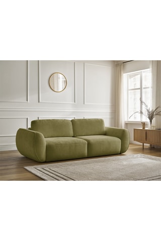Canapé convertible Denise - Vert olive - 3 places - En tissu texturé