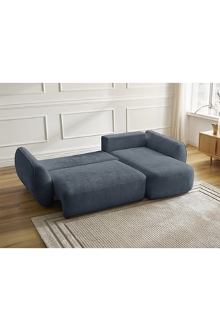 Canapé d'angle droit convertible Denise - Bleu foncé - 3 places - En polyester - Couchage 202 x 132 cm