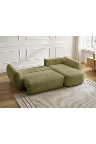 Canapé d'angle droit convertible Denise - Vert - 3 places - En polyester - Couchage 202 x 132 cm
