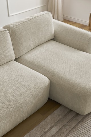 Canapé d'angle droit convertible Denise - Beige - 3 places - En polyester - Couchage 202 x 132 cm