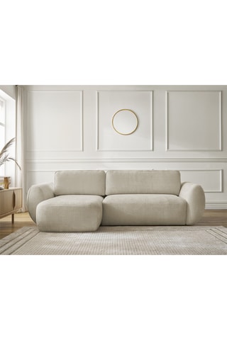 Canapé d'angle gauche convertible Denise - Beige - 3 places - En polyester - Couchage 202 x 132 cm