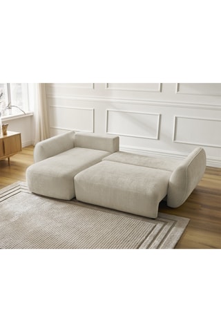Canapé d'angle gauche convertible Denise - Beige - 3 places - En polyester - Couchage 202 x 132 cm