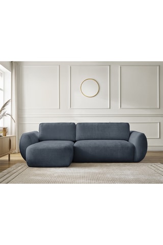Canapé d'angle gauche convertible Denise - Bleu foncé - 3 places - En polyester - Couchage 202 x 132 cm