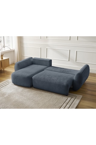 Canapé d'angle gauche convertible Denise - Bleu foncé - 3 places - En polyester - Couchage 202 x 132 cm