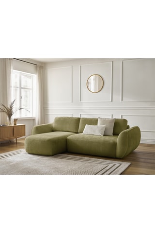 Canapé d'angle gauche convertible Denise - Vert– 3 places - En polyester - Couchage 202 x 132 cm
