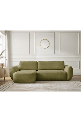 Canapé d'angle gauche convertible Denise - Vert– 3 places - En polyester - Couchage 202 x 132 cm