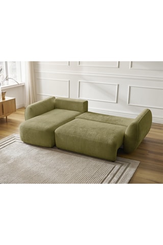 Canapé d'angle gauche convertible Denise - Vert– 3 places - En polyester - Couchage 202 x 132 cm