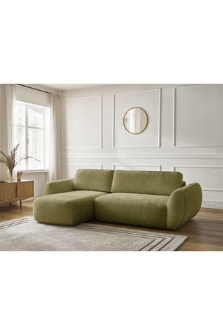 Canapé d'angle gauche convertible Denise - Vert– 3 places - En polyester - Couchage 202 x 132 cm