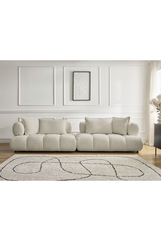 Canapé Alya - Beige - 4 places - En tissu bouclette