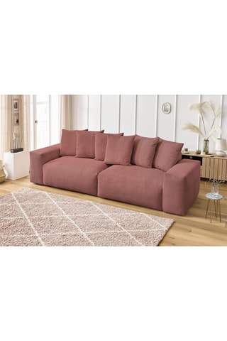 Canapé Voltaire - Rose - 4 places - Toucher velours
