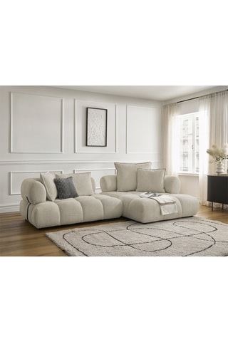 Canapé d’angle droite Alya - Beige - 4 places - En tissu bouclette