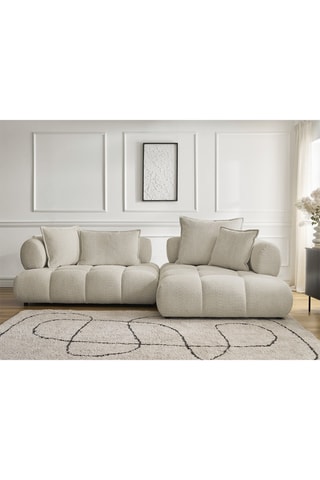 Canapé d’angle droite Alya - Beige - 4 places - En tissu bouclette