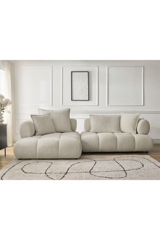 Canapé d’angle gauche Alya - Beige - 4 places - En tissu bouclette
