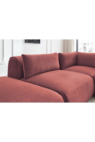 Canapé d’angle modulable et 2 poufs Jeanne - Orange - 5 places - Toucher velours