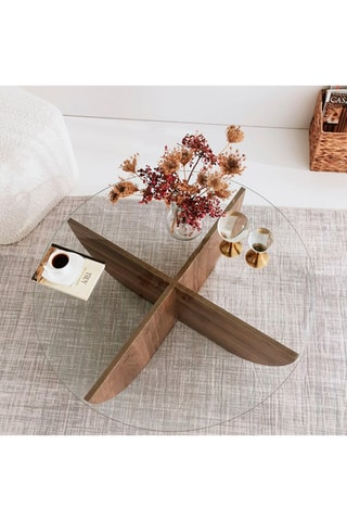 Table basse Lily - Plateau en verre trempé - 90 x 90 x 30 cm