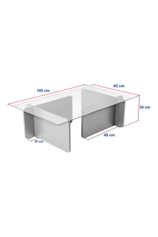 Table basse Flavio  - Plateau en verre trempé - 105 x 30 x 65 cm