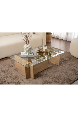 Table basse Flavio  - Plateau en verre trempé - 105 x 30 x 65 cm