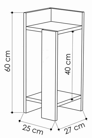 Table de chevet Gris - 25 x 27 x 60 cm