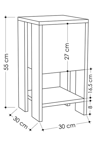 Table de chevet 1 abattant Ema - 30 x 55 x 30 cm