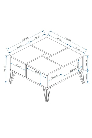 Table basse 2 abattants Nirvana - 71,8 x 43,8 x 71,8 cm