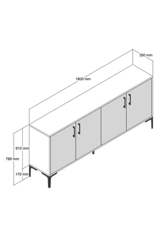 Buffet 4 portes - 180 x 78 x 35 cm