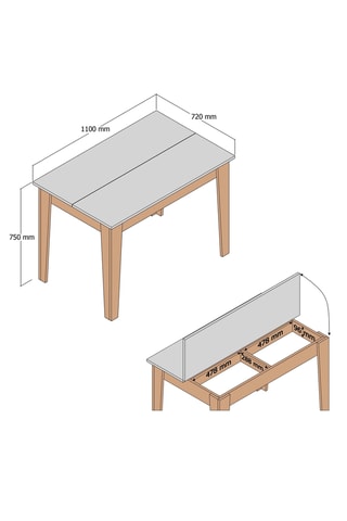 Table à manger avec coffre - 110 x 75 x 72 cm