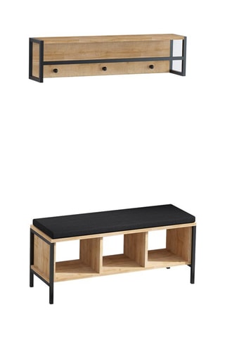 Banc et étagère porte-manteaux - 100 x 43 x 35 / 100 x 24 x 20 cm