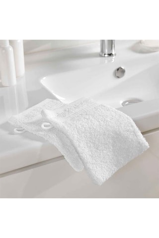 2 gants de toilette Tendresse - Blanc
