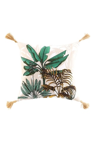 Coussin déhoussable Balinesia - Beige et vert - 40 x 40 cm