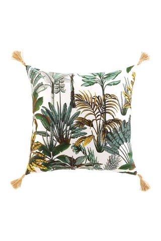 Coussin déhoussable Balinesia - Beige et vert - 50 x 50 cm