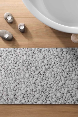 Tapis de bain Leandra - Gris et blanc - 50 x 80 cm