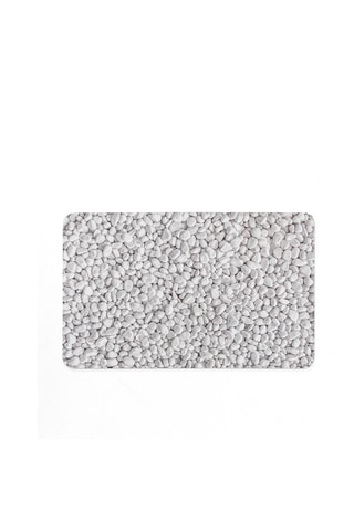 Tapis de bain Leandra - Gris et blanc - 50 x 80 cm