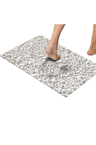 Tapis de bain Leandra - Gris et blanc - 50 x 80 cm
