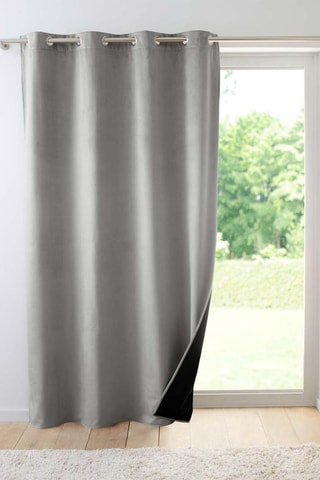 Rideau isolant en velours Polarchic - Gris - 140 x 260 cm