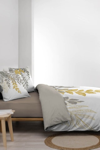 Parure de couette réversible en coton 42 fils/cm² Orlana - Gris et jaune