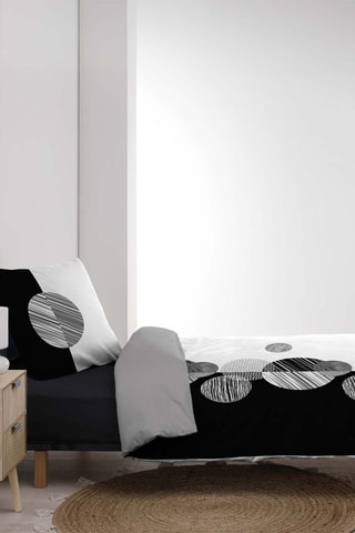 Parure de couette réversible en coton 57 fils/cm² Stormi - Noir et blanc