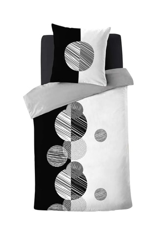 Parure de couette réversible en coton 57 fils/cm² Stormi - Noir et blanc