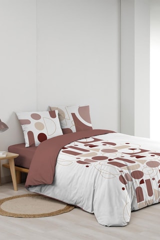 Parure de couette en coton 42 fils/cm² Chilipop  - Rose et blanc