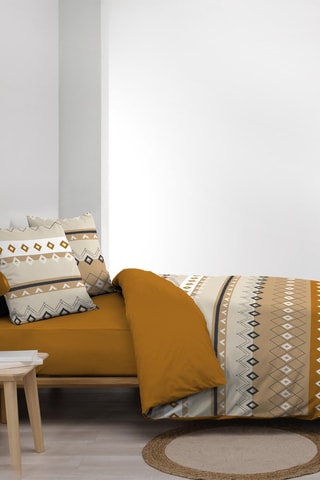 Parure de couette Xena en coton 42 fils/cm² - Marron et noir
