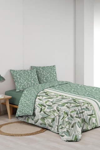 Parure de couette Eleonore en coton 42 fils/cm² - Vert et blanc