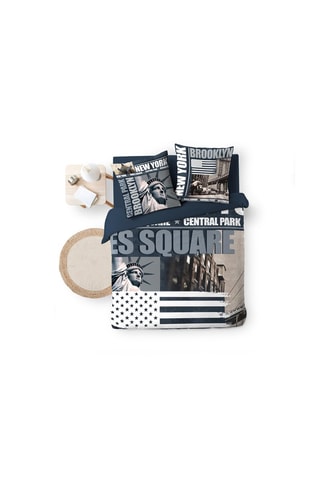 Parure de couette Brooklyn - Bleu et blanc