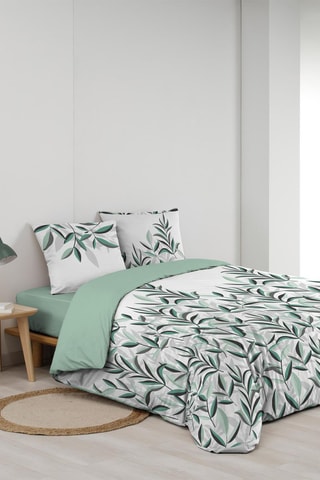Parure de couette Eldorado en coton 105 fils/cm² - Blanc et vert