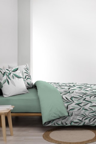 Parure de couette Eldorado en coton 105 fils/cm² - Blanc et vert