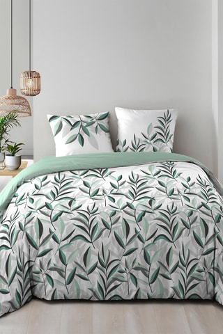 Parure de couette Eldorado en coton 105 fils/cm² - Blanc et vert