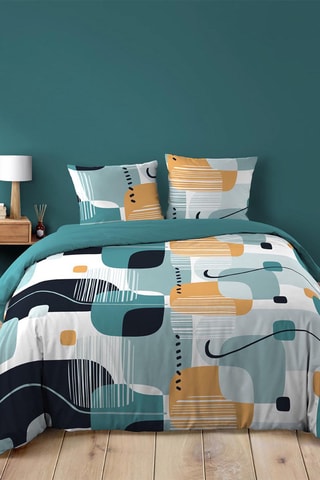 Parure de couette Sprint en coton 90 fils/cm² - Vert et noir